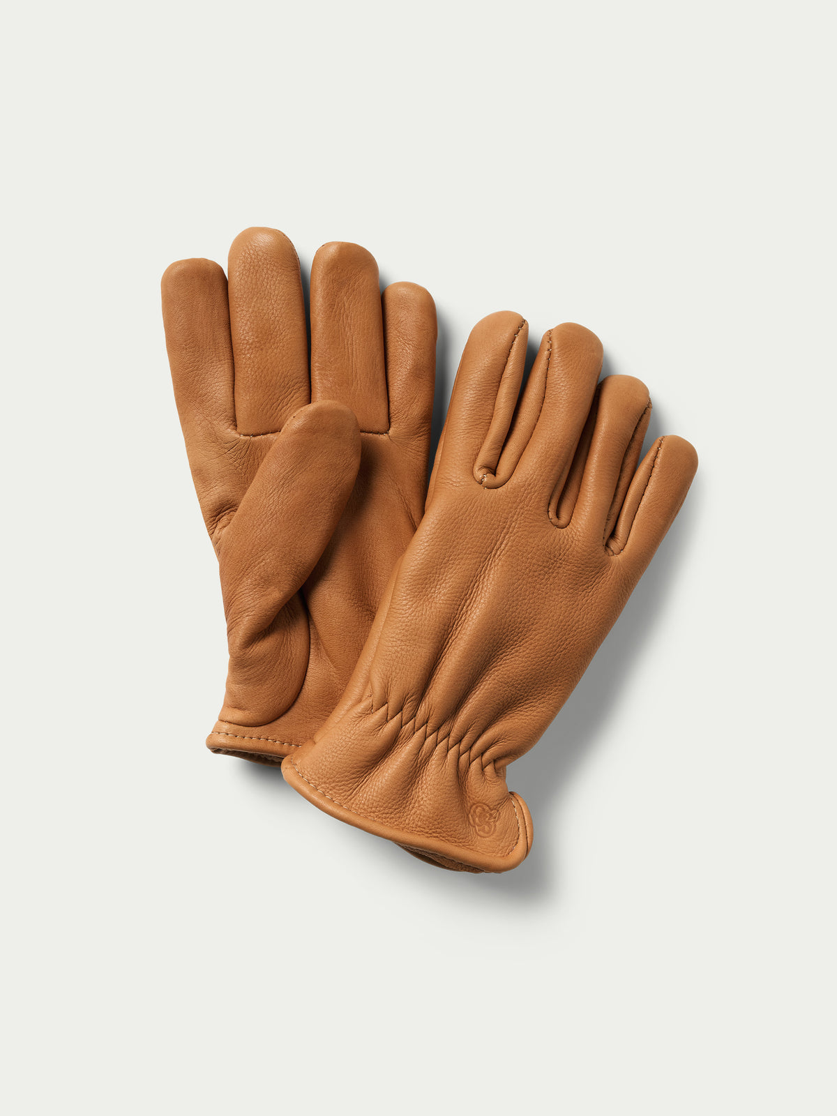 Saddle deerskin insulated gloves with stitched finger design