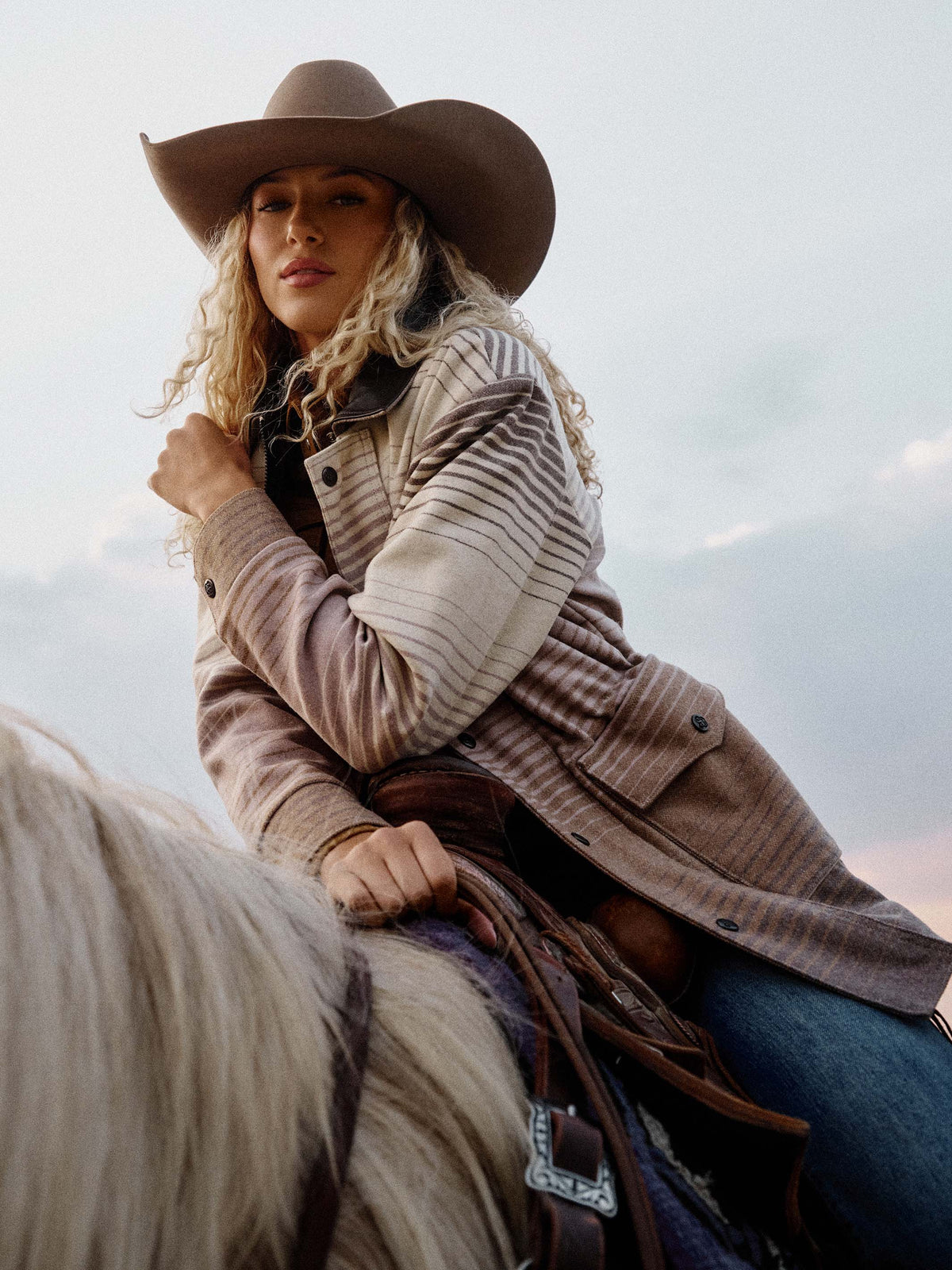 Women’s wool rancher hat, brown felt with wide brim and structured crown