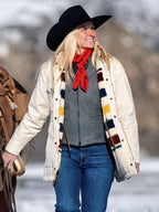 Heather gray wool vest with zip front and two front flap pockets