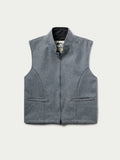 Heather gray wool vest with zip front and two front flap pockets