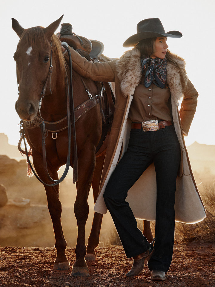 Women's Long Shearling Coat - Schaefer Outfitter