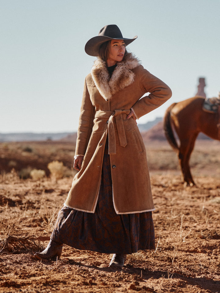 Women's Long Shearling Coat - Schaefer Outfitter