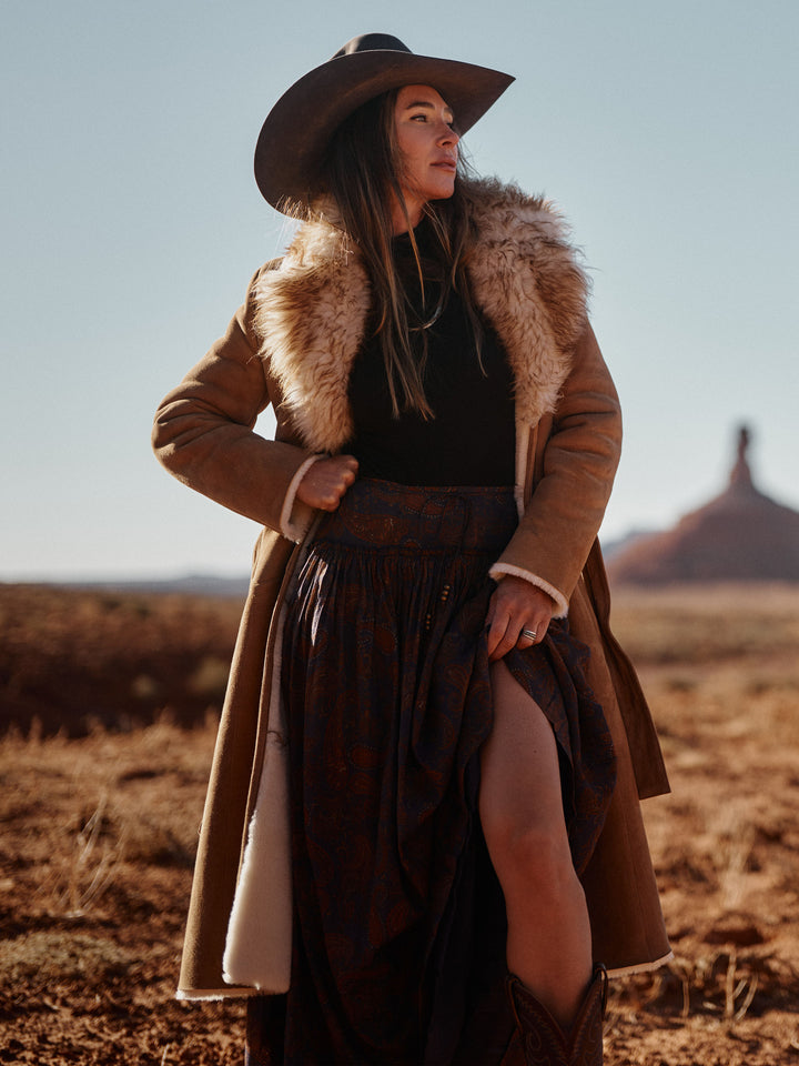 Women's Long Shearling Coat - Schaefer Outfitter