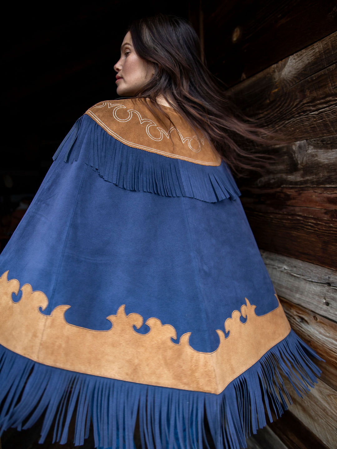 Women's Suede Fringe Cape - Schaefer Outfitter