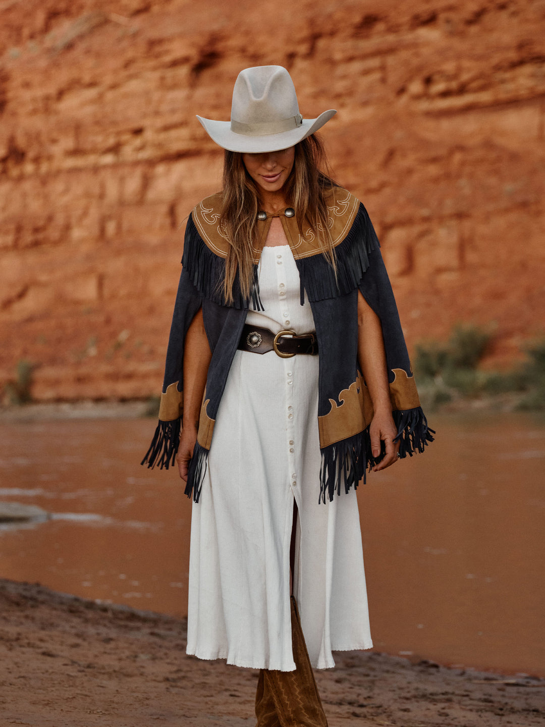 Women's Suede Fringe Cape - Schaefer Outfitter