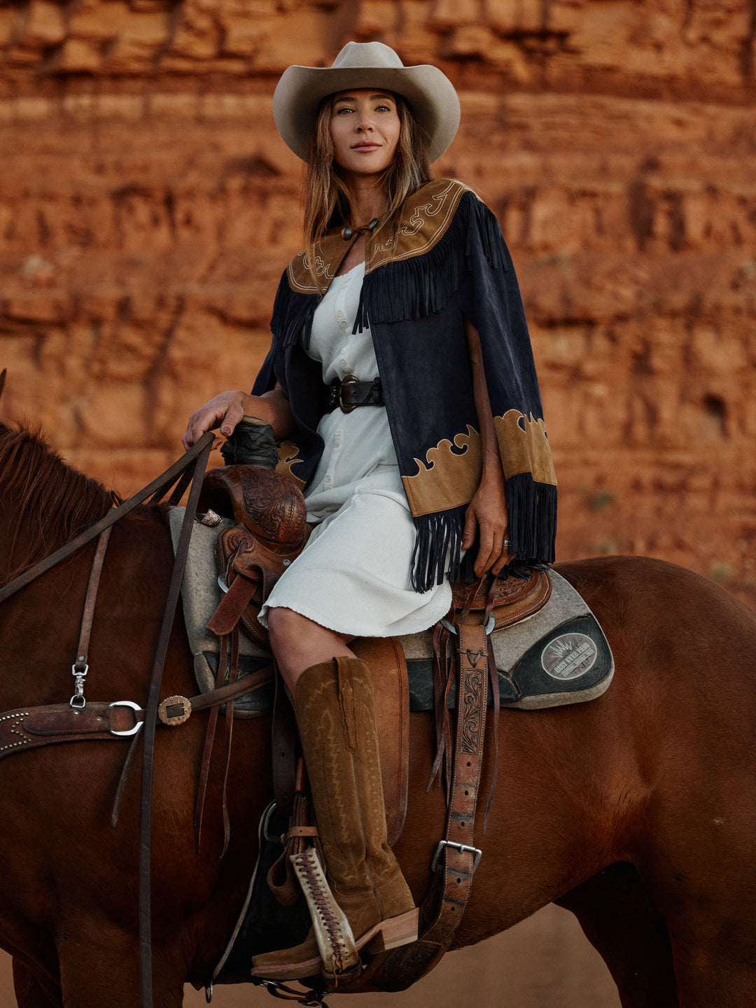 Women's Suede Fringe Cape - Schaefer Outfitter