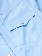 Women’s sky blue Western snap shirt chest pocket with flap and metal snap
