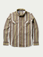 Women’s western snap shirt front view with buttoned placket and two chest flap pockets
