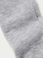 Gray heather boot sock with ribbed knit cuff and textured fabric