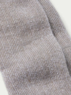 Taupe boot socks, ribbed knit cuff and textured fabric close-up