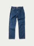 Indigo denim dungaree jeans with straight leg and button fly