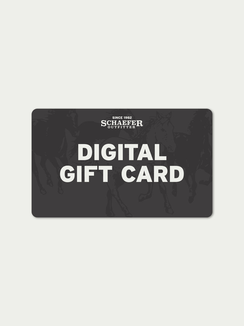 Digital gift card with Schafer Outfitters logo and DIGITAL GIFT CARD text